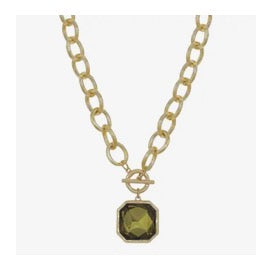 Chunky Chain Green 25 mm stone pendant necklace