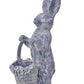 Resin rabbit with floral basket