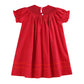 Red Corduroy Mistletoe Smocked Bishop Dress