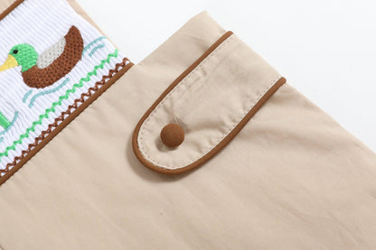 Light Brown Mallard Smocked Overalls