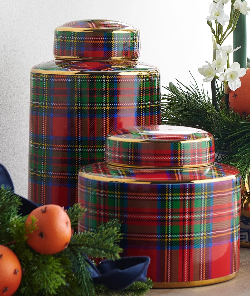 Tartan Plaid Decorative Jar
