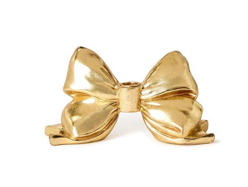 Large Gold Bow Taper Candleholder