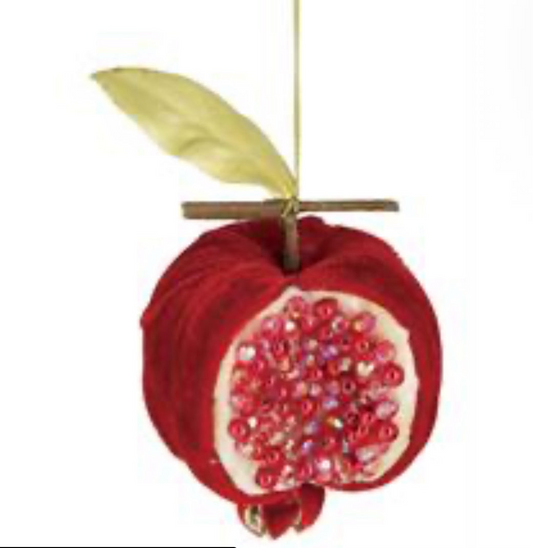 Velvet Pomegranate Ornament in Red