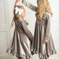 Kids Gray Silver Velvet Ruffle Fancy Christmas Party Dress