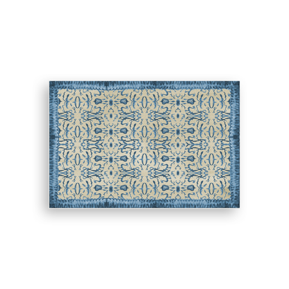 Blue & Tan Chinoiserie Vinyl Floor Mat