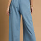 Light denim Washed Denim Pants with Fringe Hem