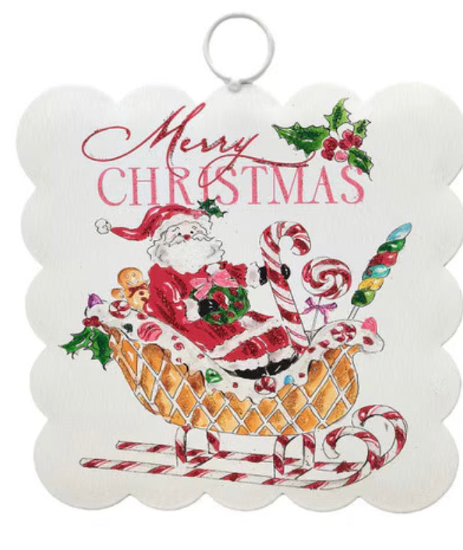 Mini Scallop Art Santa & Sleigh