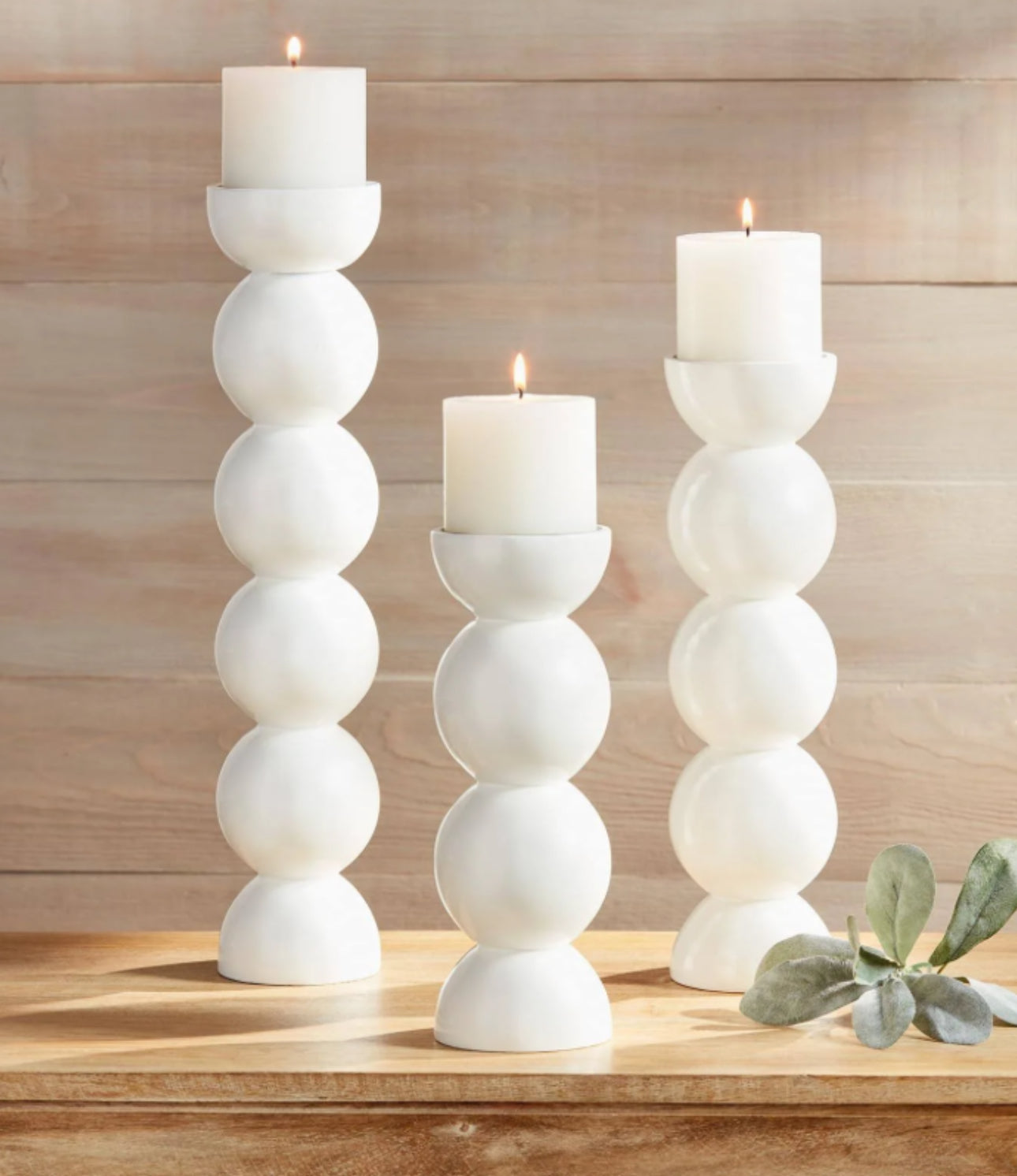 Large White Lacquer Candlestick