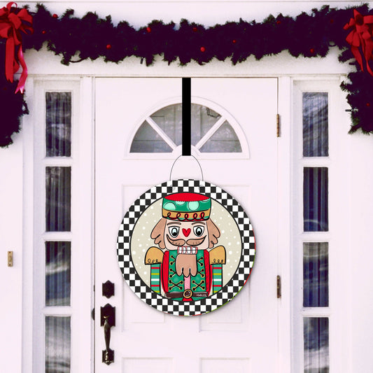 Checkered Nutcracker Door Hanger