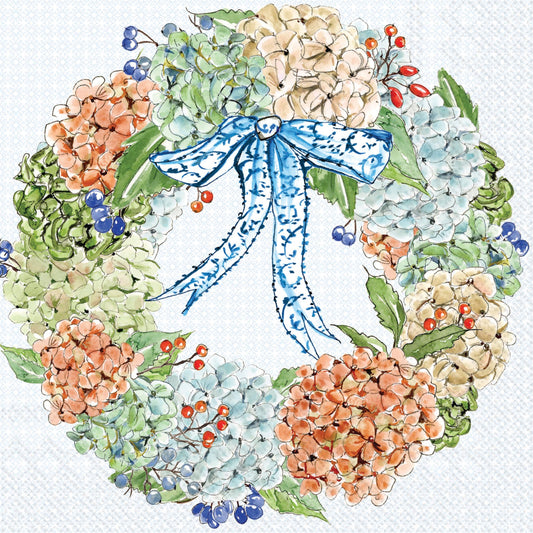 Fall Hydrangea Wreath Paper Lunch Napkins 20 ct Rosanne Beck