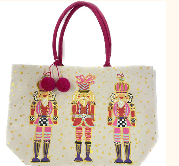 Printed nutcracker gold foil tote bag