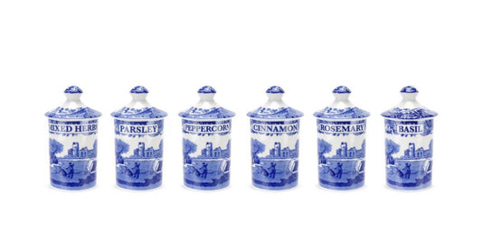 Blue Italian Spice Jars Set of 6