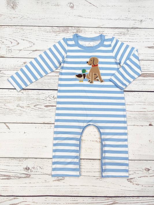 Baby Boy Dog Duck Appliqué Romper