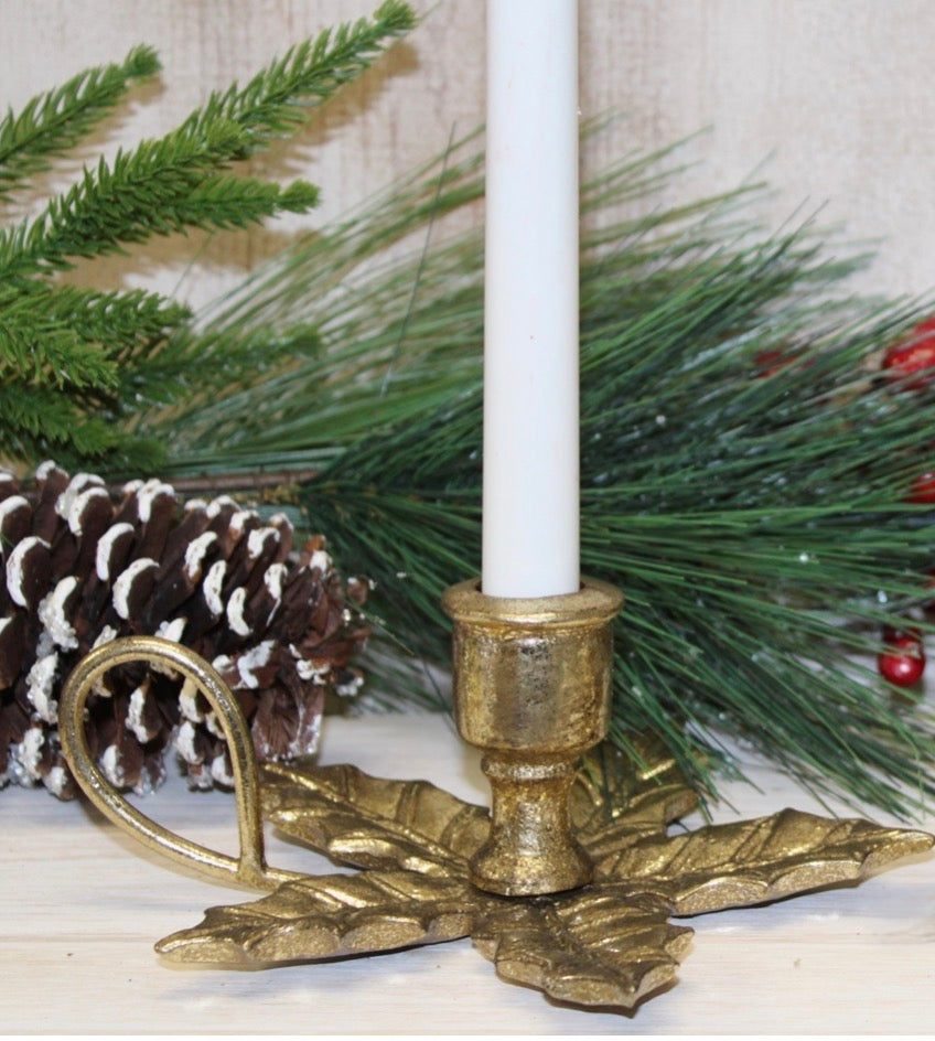 Holly 6.5x2.56" Antique Gold Iron Chamberstick