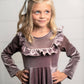 Kids Lavender Velvet Ruffle Winter Christmas Holiday Dress