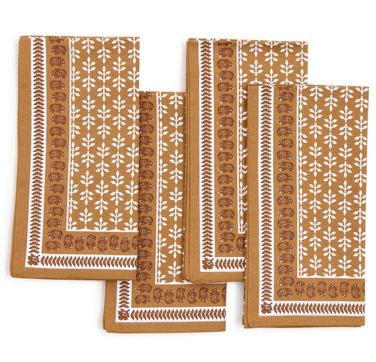 Natural Elements Set of 4 Block Print Design Cloth