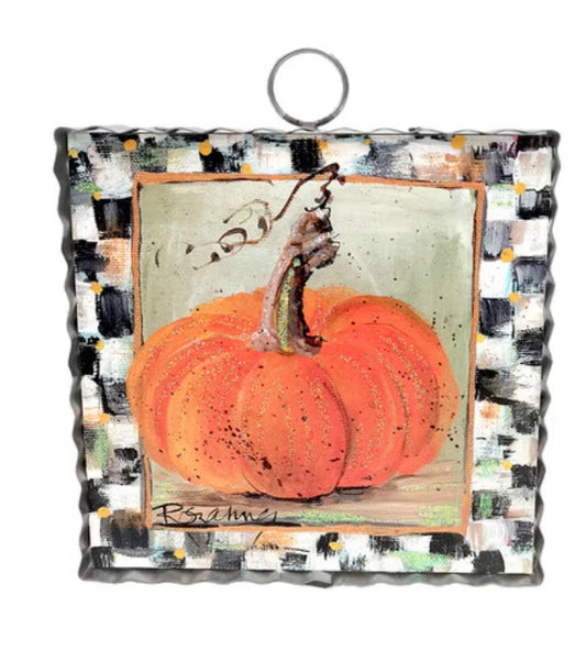 Mini Art Orange Pumpkin with Checkered Border