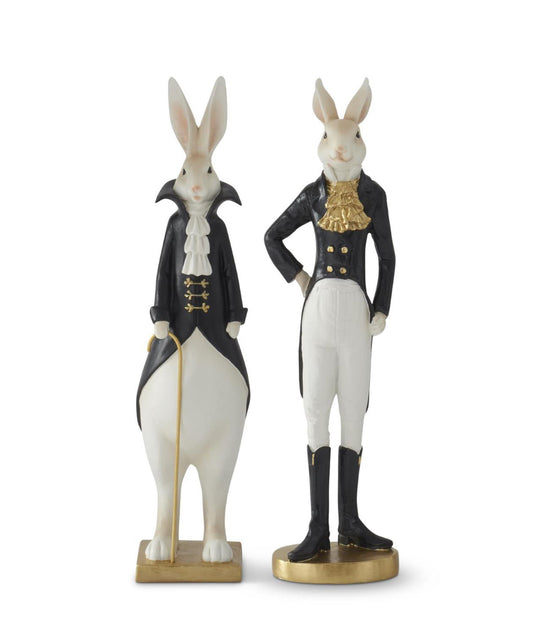 Assorted 15.5 Inch Resin Black White & Gold Easter Bunny