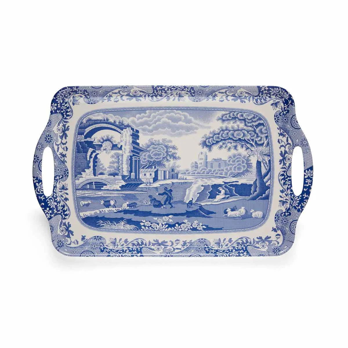 Blue Italian large handled tray