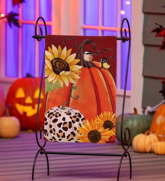 Animal Print Pumpkin Garden Suede Flag