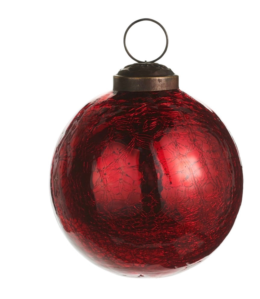 Marbled Shiny Red Ball Ornament