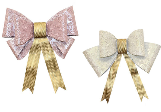 Stamped Metal Pearlized Bow Wall / Door Décor, 26x24, 26x31"