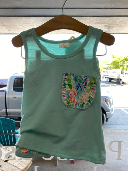 Aqua pocket bow vest ruffle short set
