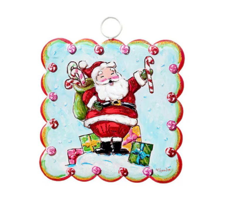 Mini Scallop Art Belly Laugh Santa with Gifts