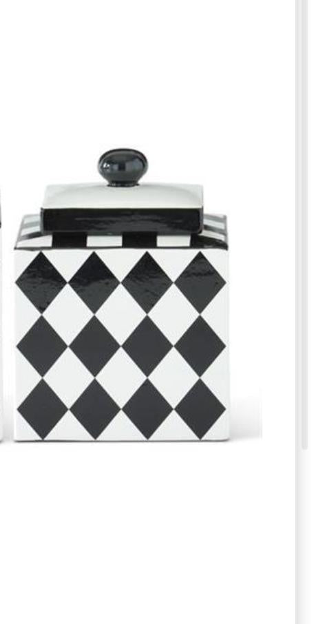 Square Black & White Harlequin Lidded Containers