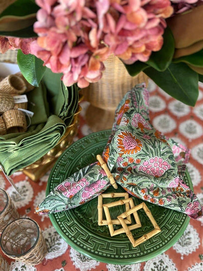 Square Bamboo Napkin Rings- Set of 4