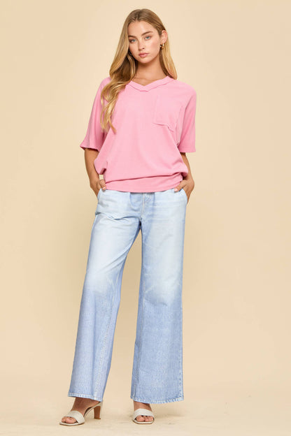 Two Tone Waffle Knit Top