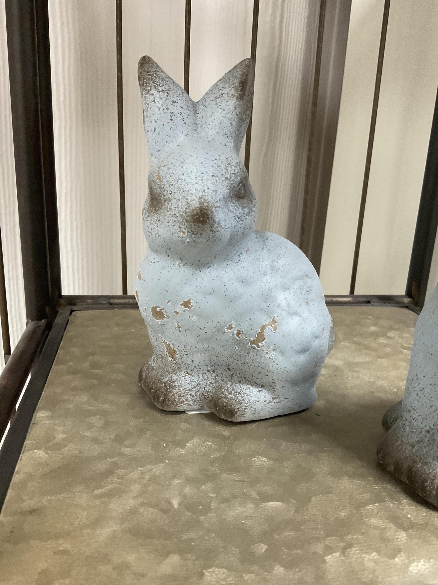 6" weathered blue terracotta bunnies