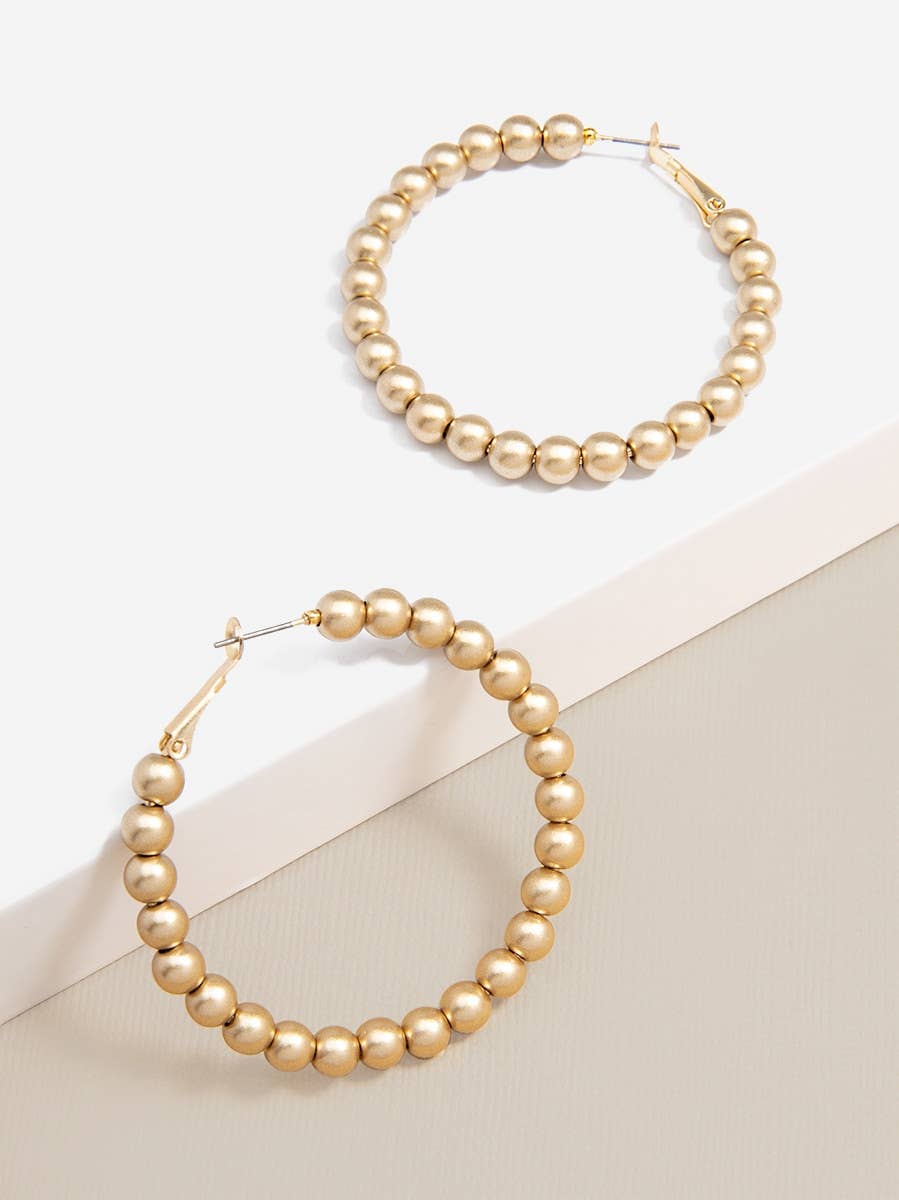 Matte Metal Beaded Hoop Earring