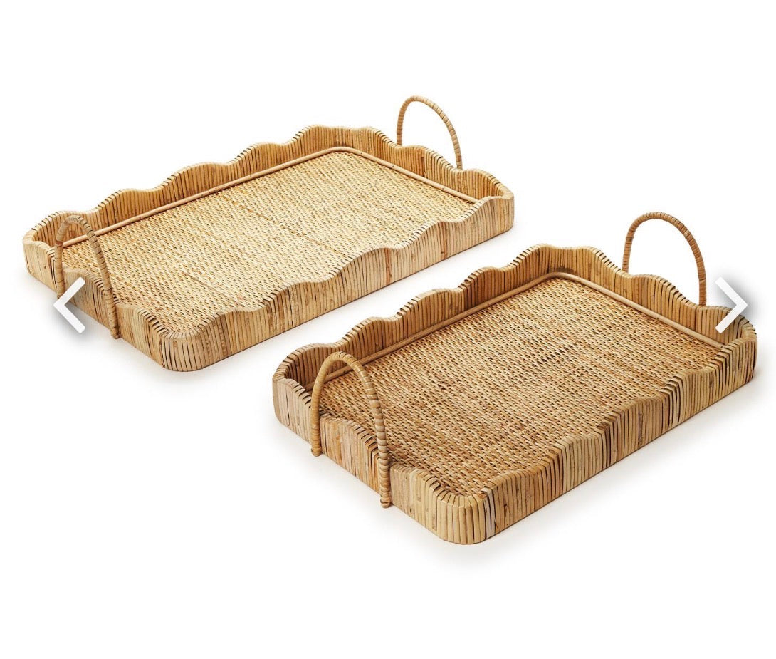 S/2 Scalloped Edge Trays with Handles