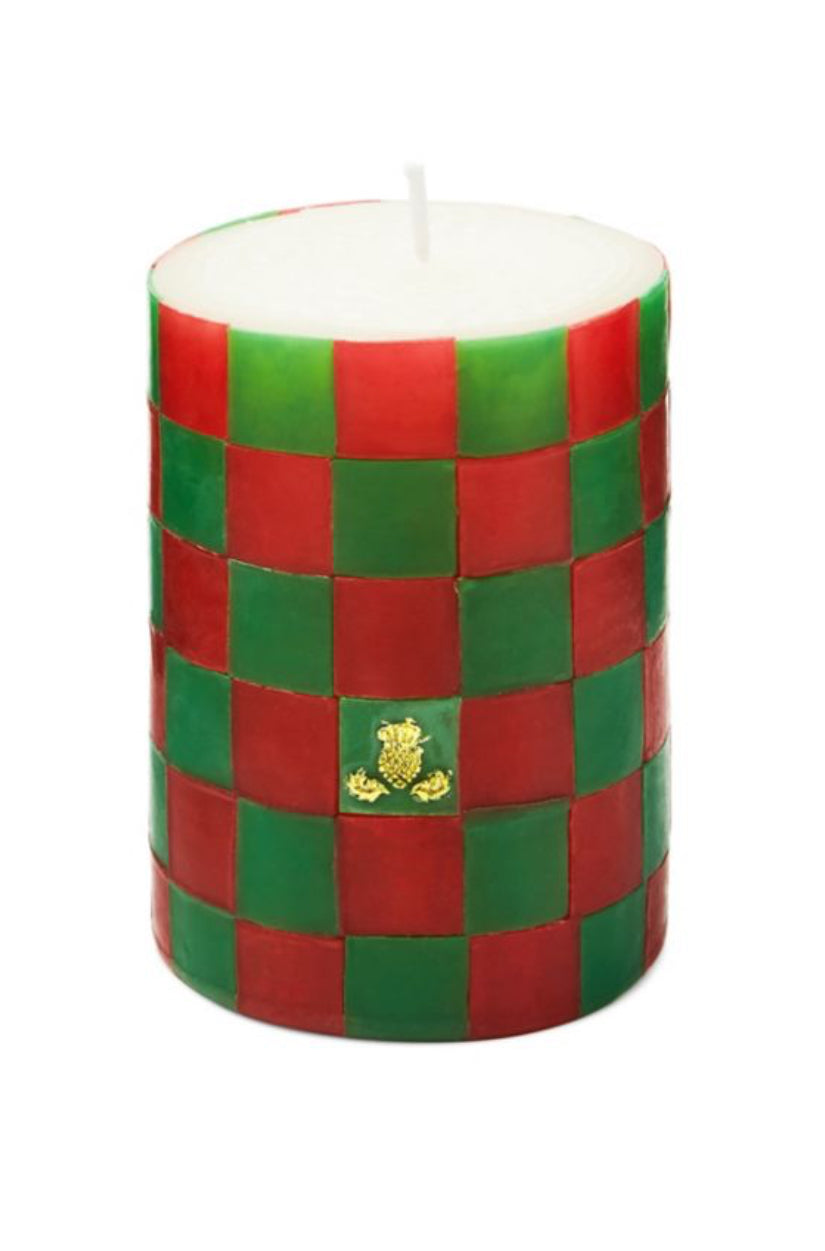 check red & green 4" pillar candle