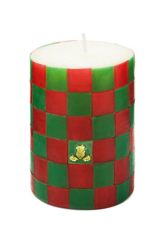 check red & green 4" pillar candle