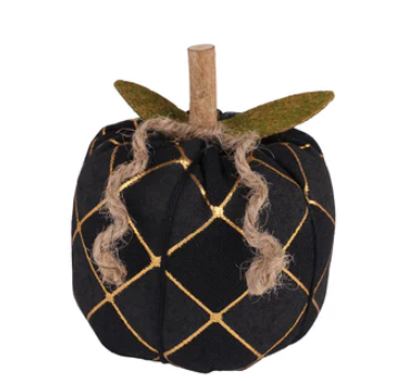 Sm .Blk Harlequin Fabric Pumpkin