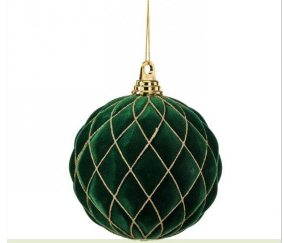 150MM VP FLOCKED W/GLITTER DIAMOND BALL BOX of 2