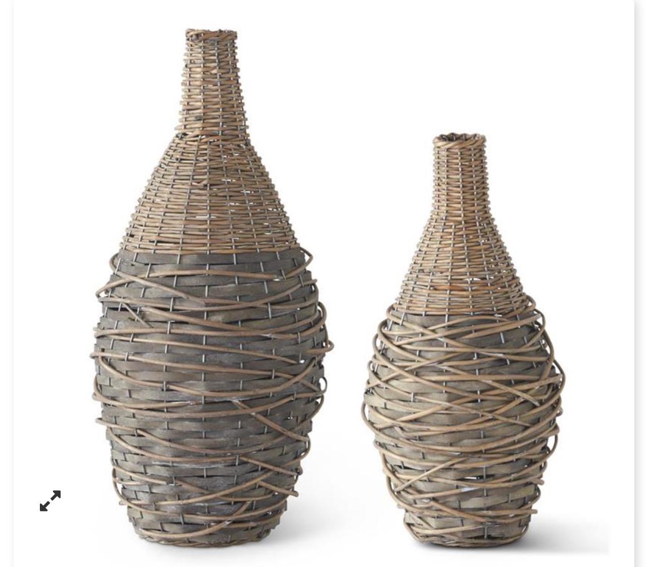 Woven Willow & Metal Vases