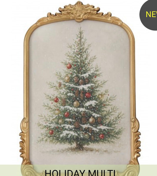 18.5X27" GILDED FRAME CHRISTMAS TREE ART