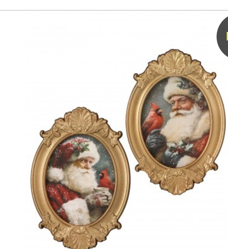 8X12" GILDED FRAME SANTA/CARDINAL ART