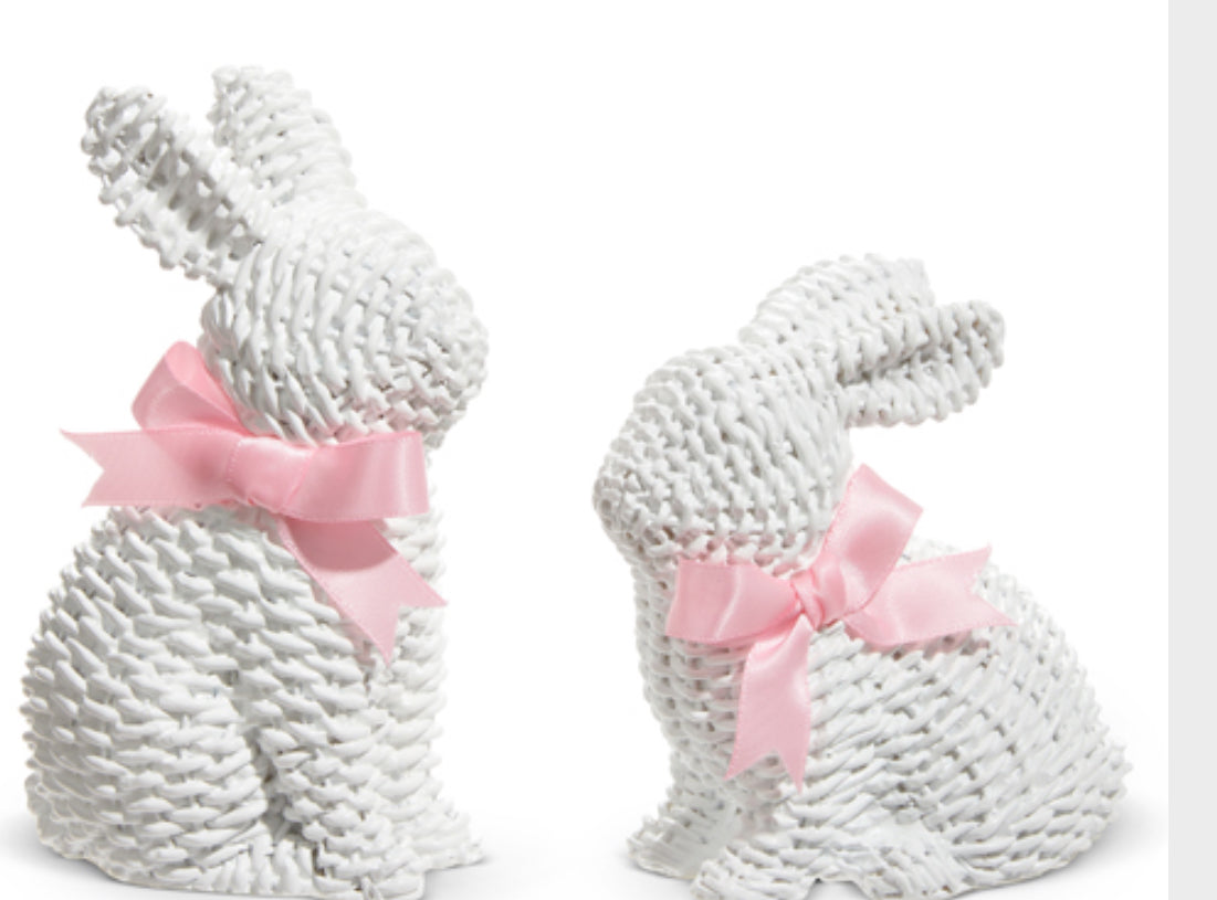 White Woven Bunnies with Bows