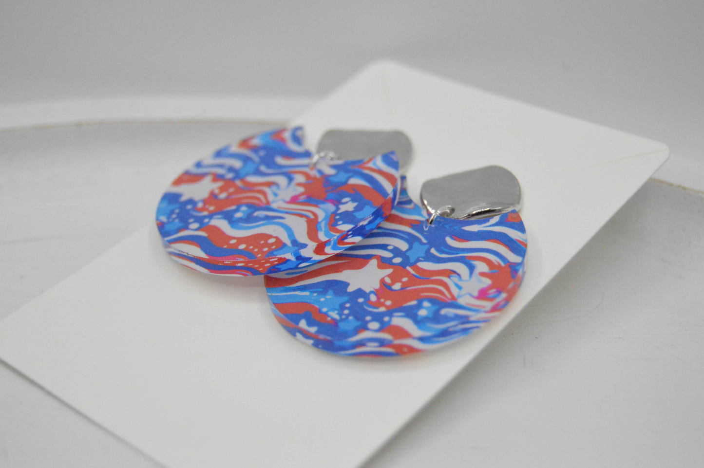 July 4th Earrings, Acrylic Earrings, Fourth of July