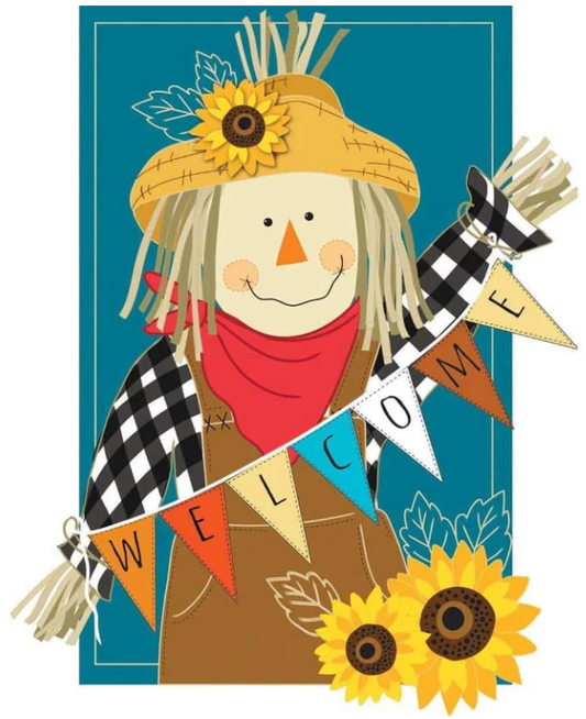 Fall Scarecrow Welcome Garden Applique Flag