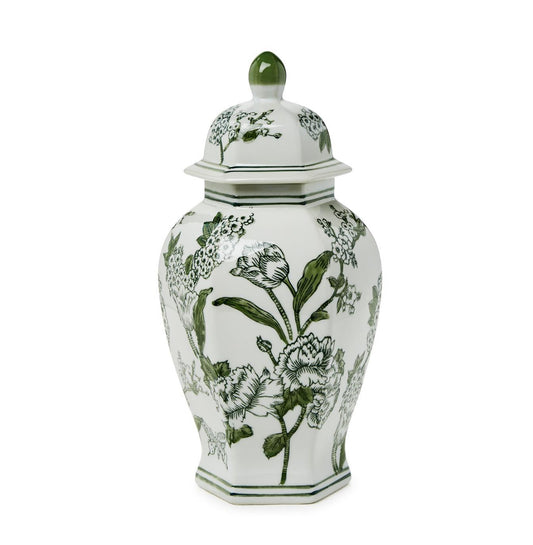 Green and White Temple Jar