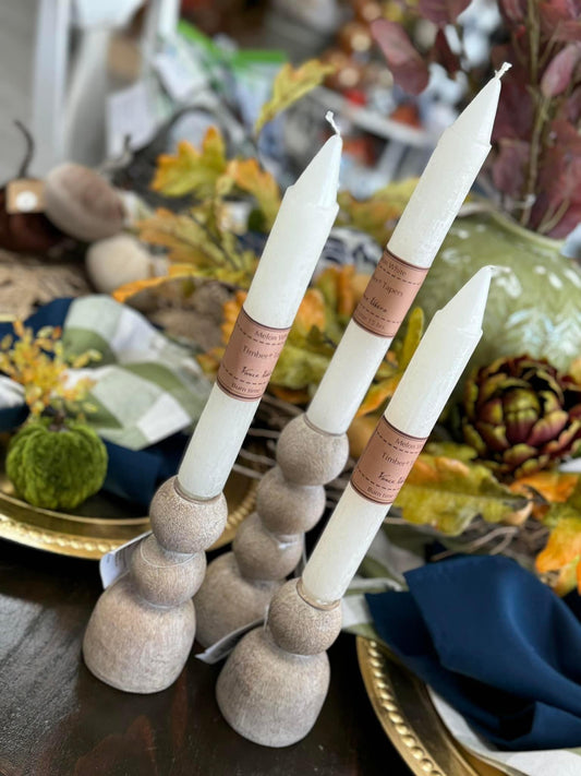 Wood textured taper candle holders