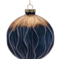 4” glass ball ornament blue/gold