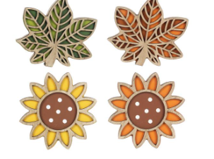 Wood Fall Traditional Tabletop Flower/Leaf Decor, 4 Assorted