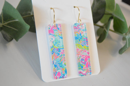Preppy Earrings, Colorful Bar Earrings, Summer Earrings