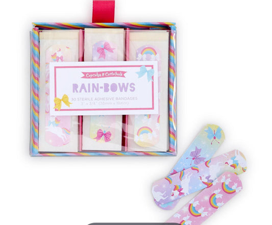 Rain-Bows 30 Pc Bandages in Gift Box Includes 3 Patterns - Plastic